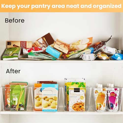 YIHONG 6 Pack Clear Storage Bins, Pantry Organizer Bins - Image 3