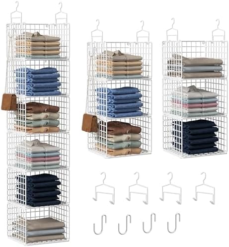 6 Tier Closet Hanging Organizer, Metal Closet Organizers and Storage by Orapoke