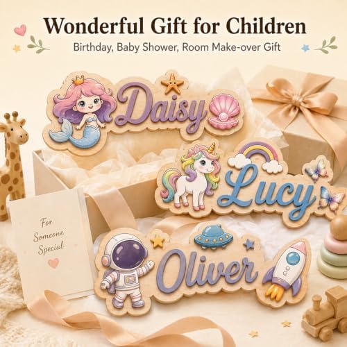 Custom Name Sign for Nursery, Personalized Wooden Kids Room Door Sign - Image 3