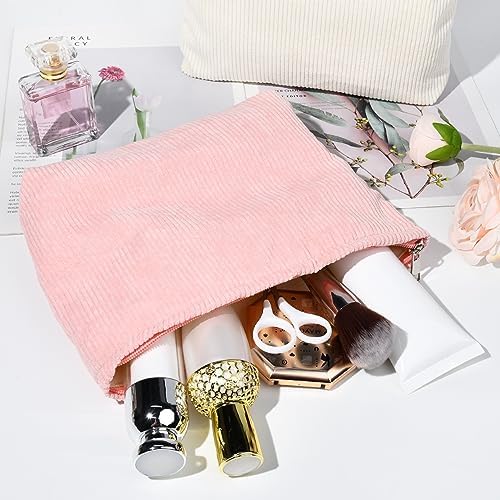 SOIDRAM 2 Pieces Corduroy Makeup Bag Large Corduroy Cosmetic Bag Capacity - Image 5