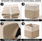 ICERZCZ 13 Inch Cube Closet Storage Bins, Woven Cotton Rope Organizer Baskets - Image 7