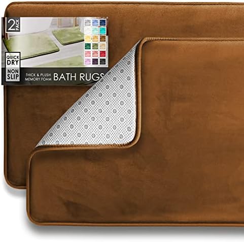 Clara Clark 2 Piece Bathroom Rugs Bath Mat Set, Velvet Memory Foam Bath Mats by ClaraClark