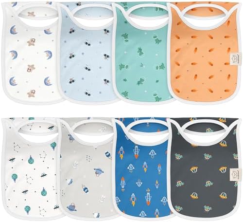 KeaBabies 8-Pack Bibs for Baby Girls, Boys Pullover Baby Bibs 6-36M by KeaBabies