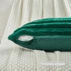 FUTEI Pack of 2 Faux Fur Throw Pillow Covers 20x20 Inch, Emerald Green - Image 3
