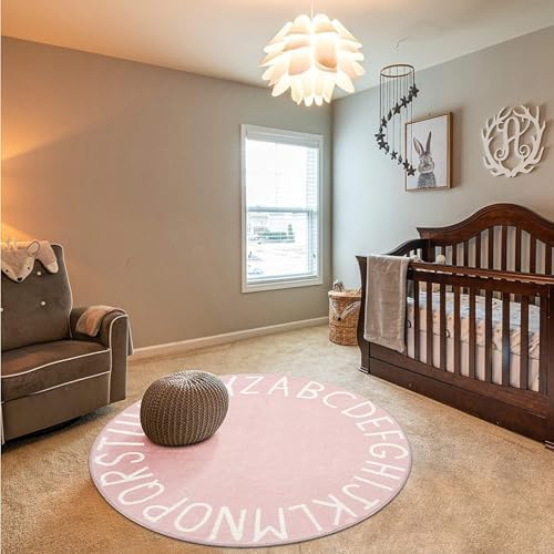 Topotdor Round ABC Area Rug, 96 Inch Soft Floor Carpet - Image 2