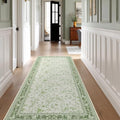 Light Green Kitchen Rug 3x8 Modern Vintage Boho Farmhouse Unique Floral Sage by BILEEHOME