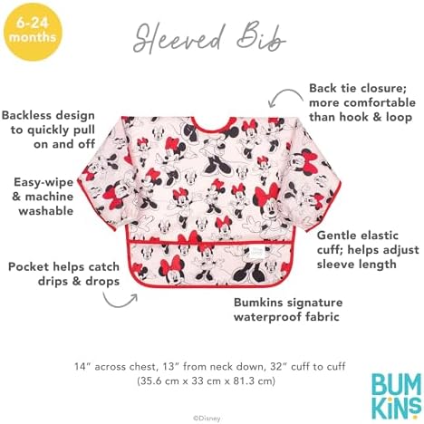Bumkins Disney Bibs, Baby and Toddler Girls and Boys 6-24 Months, Long Sleeve - Image 5