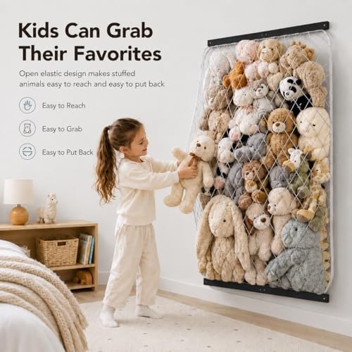 Stuffed Animal Storage Net, Elastic Stuffed Toy Holder, Door/Wall Mount Length - Image 4