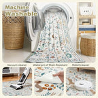 6x9 Area Rugs Boho Floral Washable Living Room Rug Neutral Carpet Nursery - Image 4
