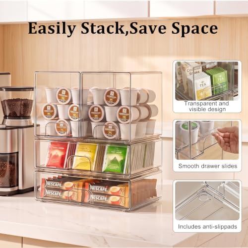 Clear Stackable Storage Drawers: Acrylic Organizer Bins 4 Pack - Image 5