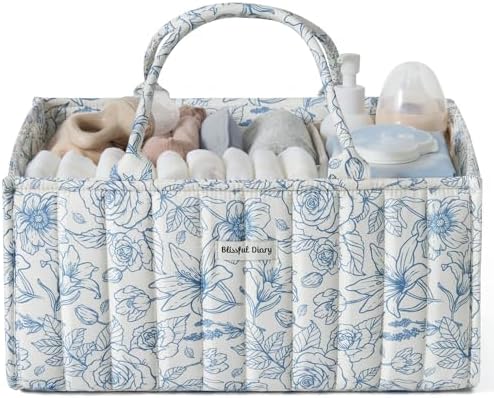 Blissful Diary Floral Diaper Caddy Organizer, Storage Basket by BlissfulDiary