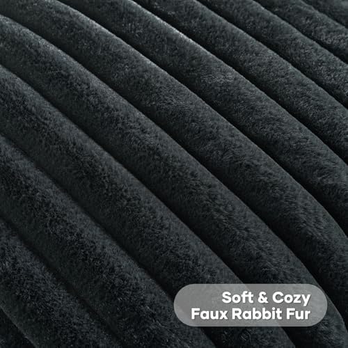 FUTEI Pack of 2 Faux Fur Throw Pillow Covers 20x20 Inch - Image 2