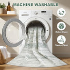 Nakagishi Green Rug Living Room Rugs: 7x9 Washable Boho Large Neutral Soft - Image 3