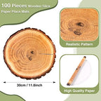 TaoBary 100 Pcs Disposable Wood Slice Grain Paper Placemats Bulk - Image 2