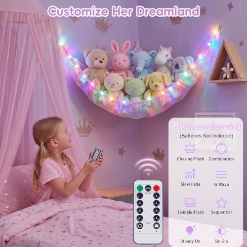 Stuffed Animals Hammock with Remote Control Toy Net Room Decor Storage - Image 3