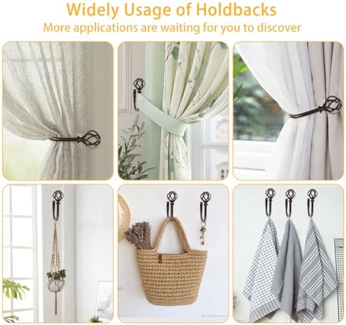 USFOOK Bronze Curtain Holdbacks, Decorative Drapery Tiebacks, 2 Pack/1 Pair - Image 6
