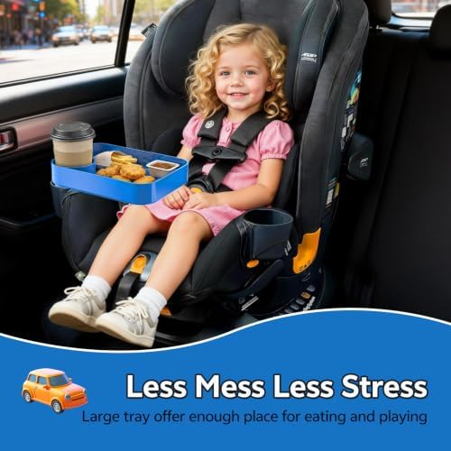 Car Seat Tray for Toddlers, Kids Travel Snack Tray for Road Trips Blue - Image 2