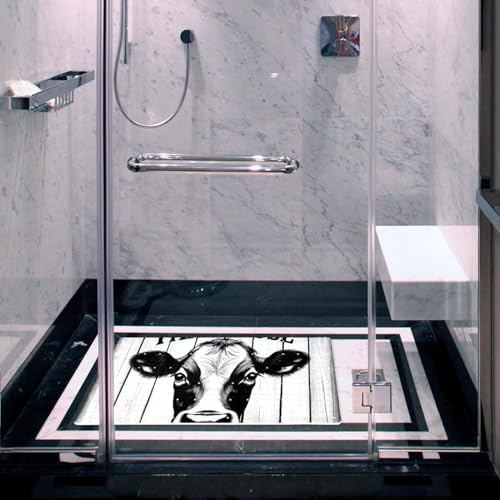 Shower Mat Non Slip 26.8 x 15.1 Inches, Farmhouse Cow Bathtub Mat Shower Stall - Image 6