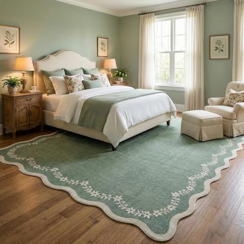 GarveeHome Scalloped Area Rugs 8x10 Large Sage Green Washable Living Room - Image 3