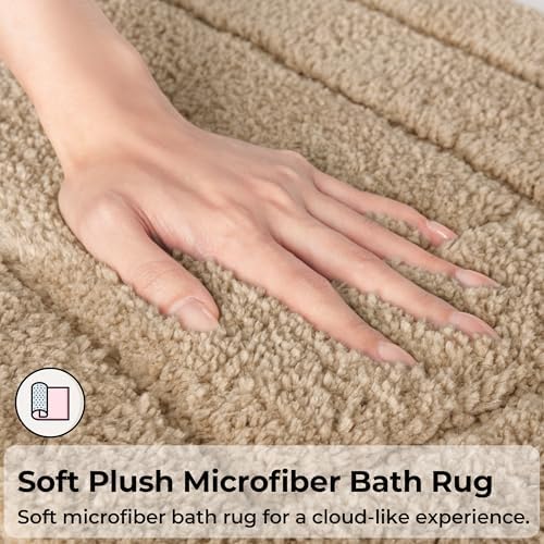 GRANNY SAYS Beige Bathroom Rugs Set 3 Piece, Soft Microfiber Bath Mats - Image 3