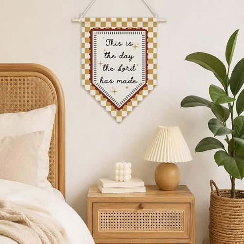 KYTWSFWS Christian Nursery Inspirational Wall Art Pennant Flag, Bible Verse - Image 2
