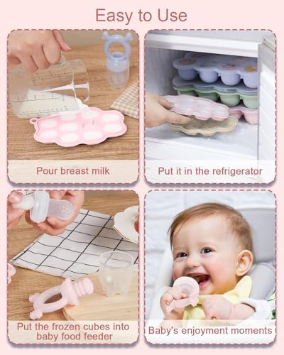 KingKam Breastmilk Popsicle Molds, Baby Fruit Feeder Teething Tray, 2 Pack - Image 2