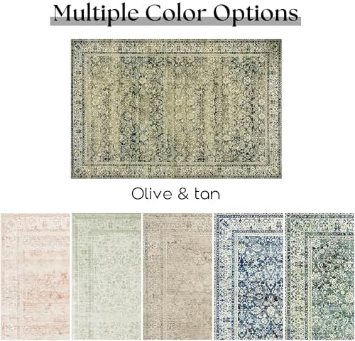 Olive Rug 9x12 Washable Boho Vintage Soft Large Carpet - Image 6