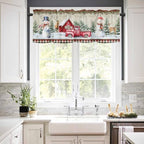 Christmas Kitchen Curtains and Valances Set, Farm Red Truck Window Treatments - Image 2