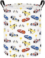 QUEENLALA Foldable Waterproof Round Fabric Laundry Basket Home, Race Car by QUEENLALA