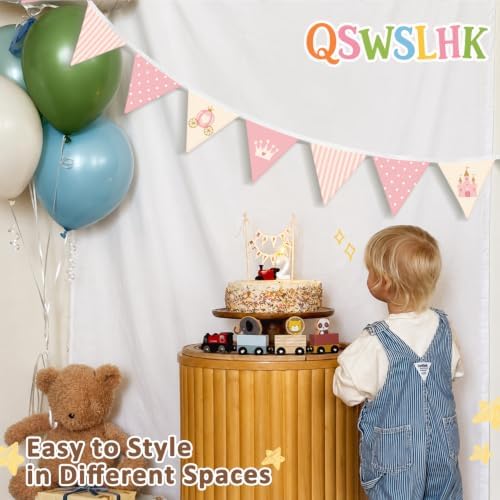 Pink Princess Nursery Decor Banner Garland Flags - Image 2