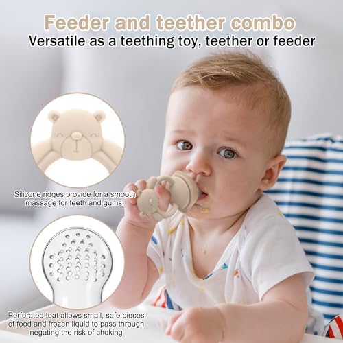 4 Pack Baby Teething Toy with Fruit Food Feeder & Freezer Tray Set - Image 4