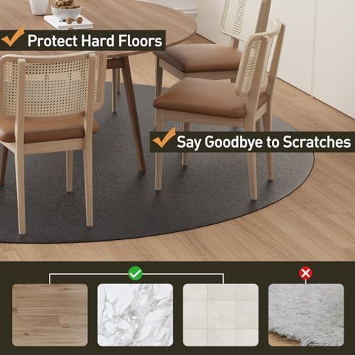 Black Plastic Floor Mat for Under Dining Table, 4ft Round No Slip Waterproof - Image 6