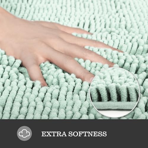 Yeaban Chenille Spa Blue Bathroom Rug 26"x44", Non-Slip Rubber Backing - Image 2