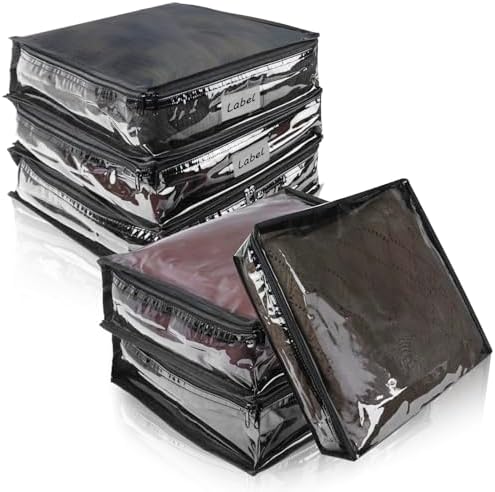 Clear Zippered Plastic Clothes Storage Bags, 6 Pack by Heonay