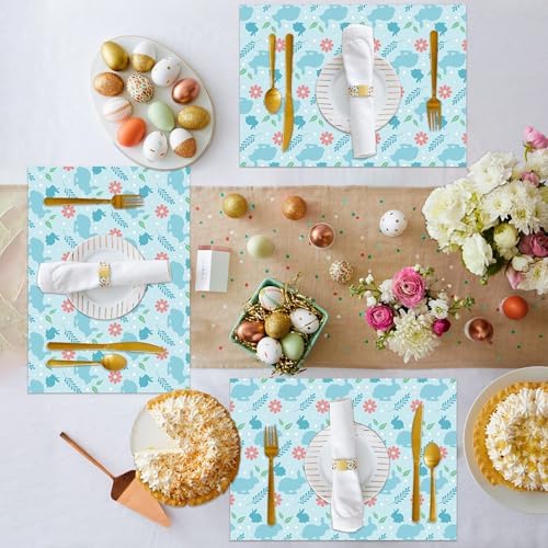 50 PCS Hello Easter Paper Place Mats, Cute Disposable Easter Bunny Flower - Image 4