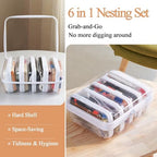 6 pcs Zipper Pouches, Hard Shell Toiletry Bag, Stackable Travel Organizer - Image 4
