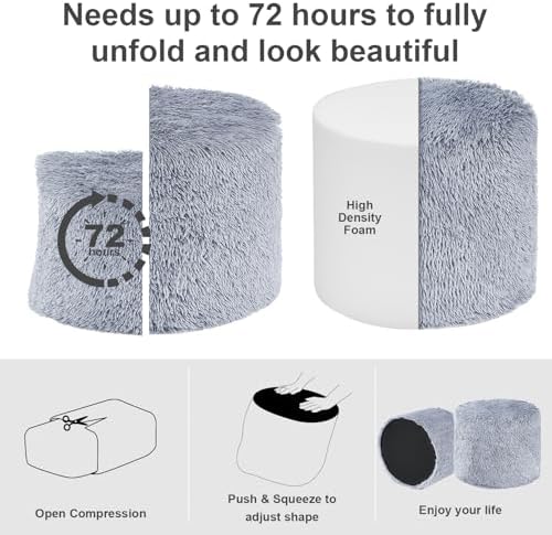 Hansleep Round Pouf Ottoman Foot Rest, 20 x 15 Inch - Image 4