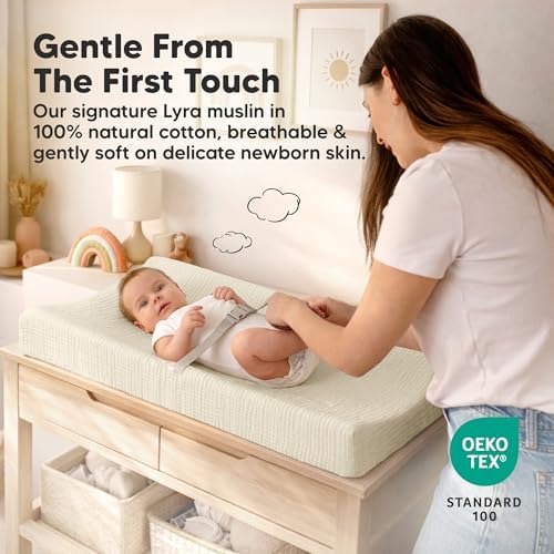 2-Pack Muslin Diaper Changing Pad Covers Boy, Soft Breathable - Image 3