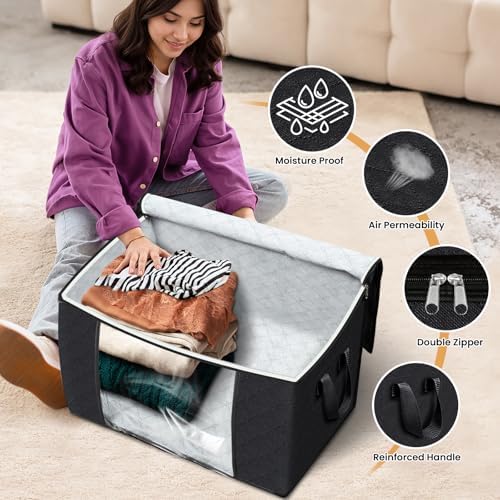 Fab totes 90L Clothes Storage, Foldable Thick Fabric Blanket Storage Bags - Image 4