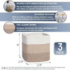 NaturalCozy Storage Cubes 11 Inch Cotton Rope Woven Baskets - Image 2