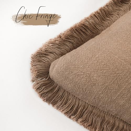 Foindtower Decorative Linen Fringe Throw Pillow Covers Cozy Boho Farmhouse - Image 3