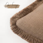 Foindtower Decorative Linen Fringe Throw Pillow Covers 18×18 Khaki Brown - Image 3