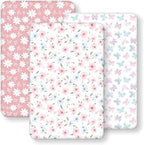 Baby Bedside Bassinet Sheets Girl, 33”x20” Compatible by FIEMOL