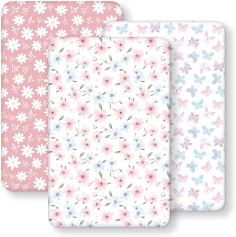 Baby Bedside Bassinet Sheets Girl, 33”x20” Compatible by FIEMOL