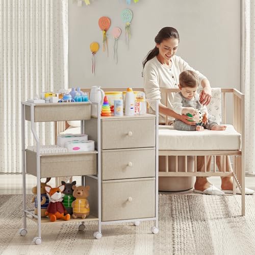 Modanais Baby Diaper Caddy Organizer Rolling Cart - Image 3