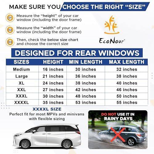EcoNour Car Window Sun Shades for MPV, Minivan Rear Windows - Image 3