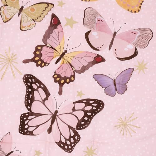 Lambs & Ivy Butterfly Dreams Pink/Gold 3-Piece Nursery Baby Crib Bedding Set - Image 5