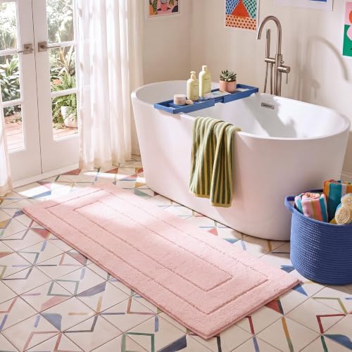 GRANNY SAYS Pink Bathroom Runner Rug 24" x 59", Soft Microfiber Bath Mat by GRANNYSAYS