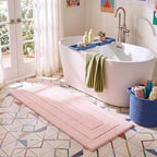 GRANNY SAYS Pink Bathroom Runner Rug 24" x 59", Soft Microfiber Bath Mat by GRANNYSAYS