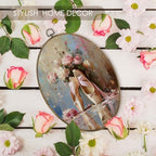 Fewgb Ballet Dance Floral Oval Wall Art Decor Framed - Image 6